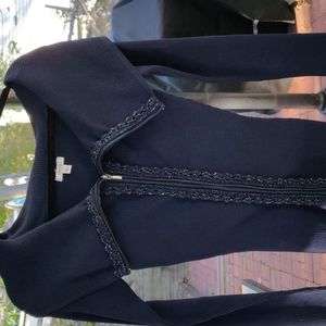 Cache’ Ribbed, shawl collar sweater top women size S